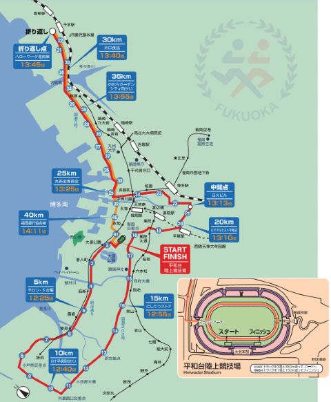 第74回 福岡国際マラソン コース図