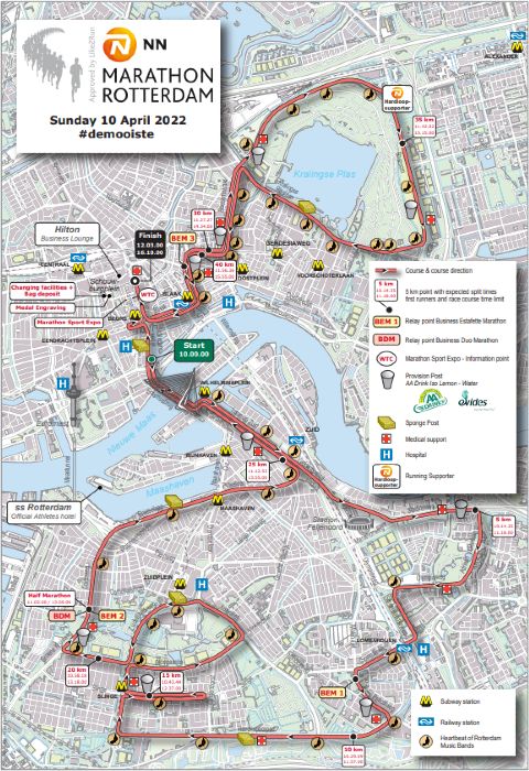 ロッテルダムマラソン2022 コースマップ