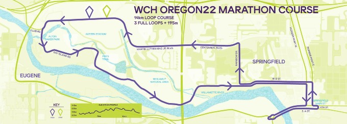 第18回世界陸上競技選手権大会 オレゴン 2022　マラソンコースマップ