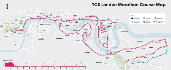 2022 TCS ロンドンマラソン コース図