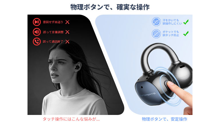 UU2イヤーカフ の物理ボタン