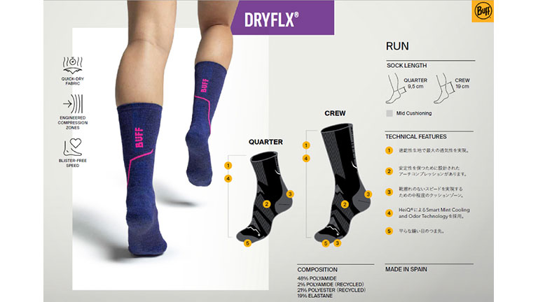 DRYFLX®「RUN DRY」SOCKS DRYFLX CREW