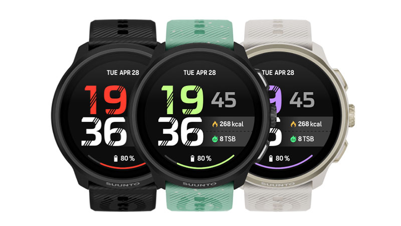 Suunto Run 2のカラーバリエーション All Black、Feather Gold、Aloe Green