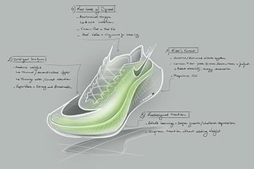 「Nike ZoomX Vaporfly Next%」の構造やカーボンプレートの配置が見られるムービー